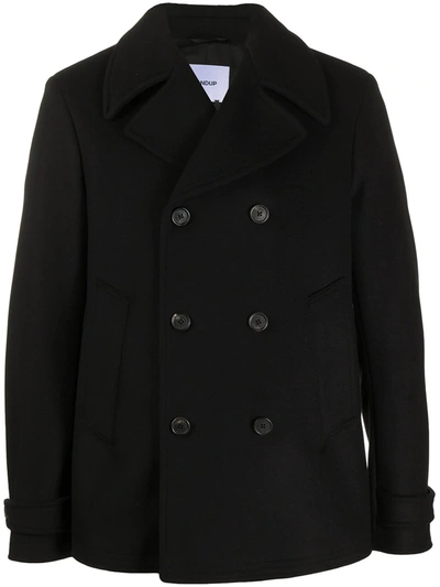 Dondup Fitted Double-breasted Coat In Black