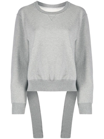 Mm6 Maison Margiela Cropped Fallen Waistband Effect Sweatshirt In Grey