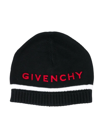 Givenchy Babies' Logo Embroidered Beanie In Black