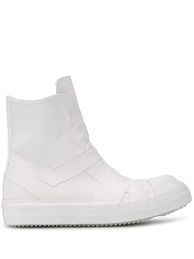 Rick Owens Panelled Ankle Boots In White