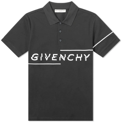 Givenchy Split Embroidery Polo In Black