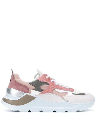 Date Fuga Sneakers In Rose-pink Synthetic Fibers In White