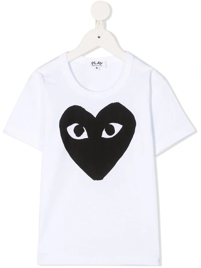 Comme Des Garçons Play White T-shirt For Kids With Logo