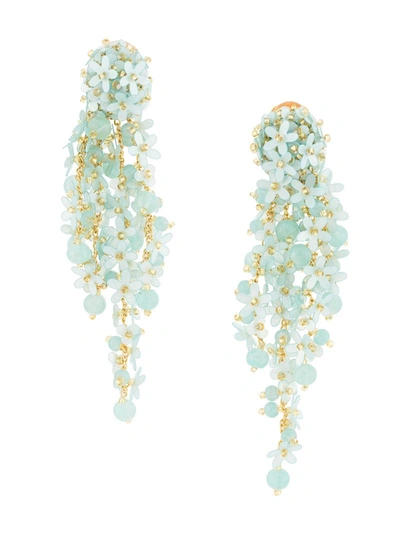 Oscar De La Renta Cluster Floral-drop Clip-on Earrings In Blue