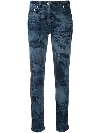 Moschino Toile De Jouy High-rise Skinny Stretch-denim Jeans In Blue