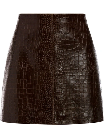 Alice And Olivia Faux Snake Skin Skirt In Brown