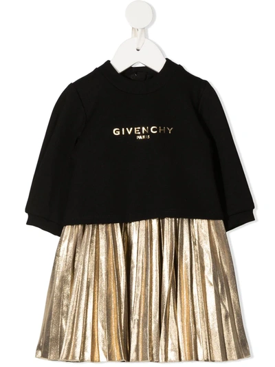 Givenchy Kids' Dress And Sweatshirt Set In Black And Gold