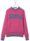 Alberta Ferretti Kids' Fuchsia Sweater For Girl With Writing