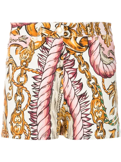 Moschino Rope And Chain-print Shorts In Pink