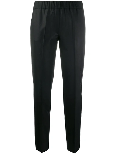 D-exterior Elasticated Waistband Pull-on Trousers In Black