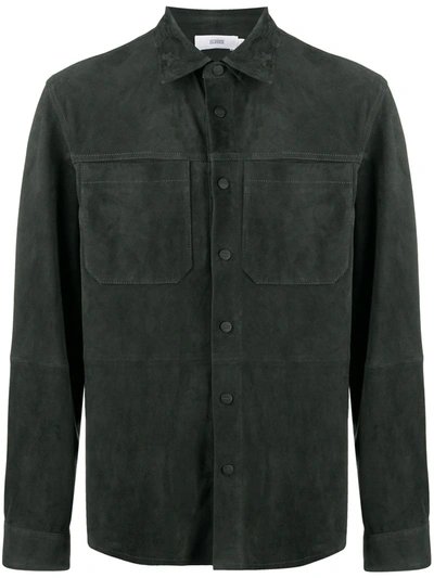 Closed Leather Shirt Jacket In Green
