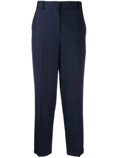 The Row Marta High-rise Wool-twill Tapered Trousers In Midnight Blue