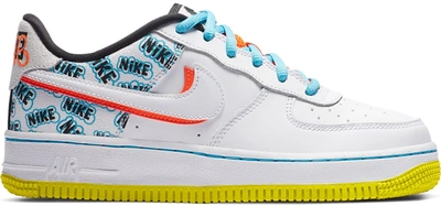 Pre-owned Nike Air Force 1 Low Back To School (2020) (gs) In White/hyper Crimson-bright Cactus-white