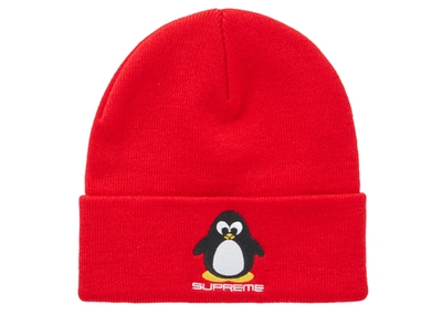 Pre-owned Supreme  Penguin Beanie Red
