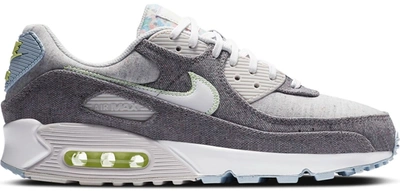 Pre-owned Nike  Air Max 90 Recycled Canvas In Vast Grey/barely Volt-celestine Blue-white