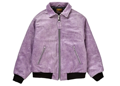 Pre-owned Supreme  Vanson Leathers Worn Leather Jacket Dark Purple