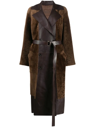 Desa 1972 Panelled Belted Trench Coat In Brown