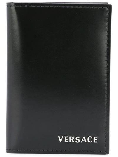 Versace Foldover Cardholder In Black