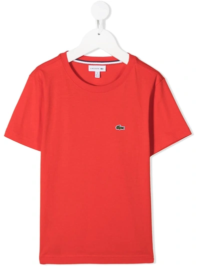 Lacoste Kids' Embroidered Logo T-shirt In Red