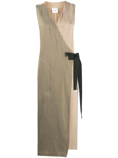 Alysi Sleeveless Mid-length Wrap Dress In Neutrals