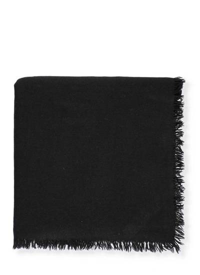 Rick Owens Long Length Fringed Scarf In Black