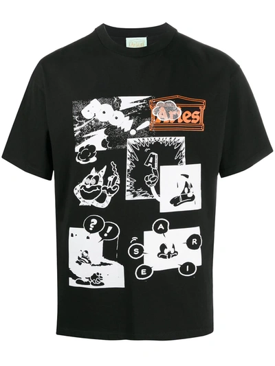 Aries Graphic Print T-shirt In Black