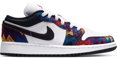 Pre-owned Jordan 1 Low Nothing But Net (gs) In White/dark Obsidian-team Red  | ModeSens