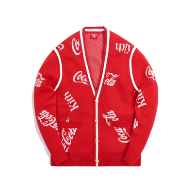 Pre-owned Kith X Coca-cola X Mitchell & Ness Coke Logo Cardigan Red