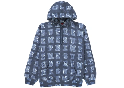 Pre-owned Supreme  Blocks Hooded Sweatshirt Navy