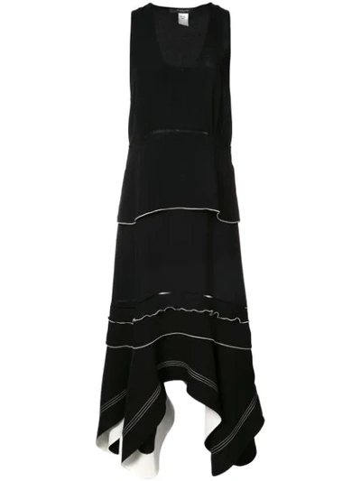 Derek Lam Sleeveless Handkerchief-hem Midi Dress, Black