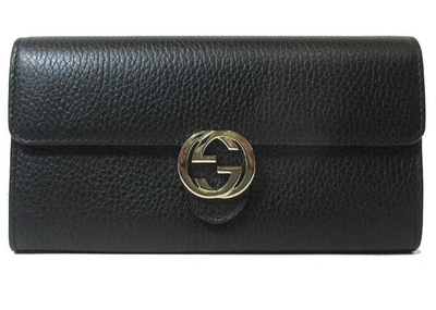 Pre-owned Gucci  Interlocking Continental Wallet Black