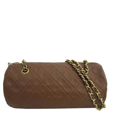 Pre-owned Chanel Brown Quilted Lambskin Leather Shoulder Bag
