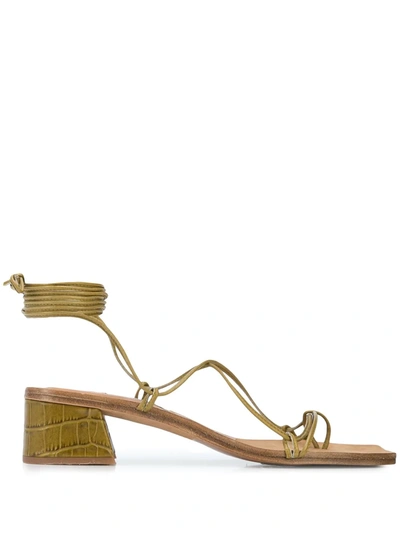 Miista Cimarron Crocodile Ankle Sandals In Yellow