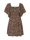 Baum Und Pferdgarten Atena Shirred Floral-print Crepe Mini Dress In Natural Leopard