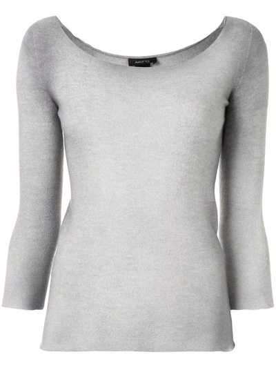 Avant Toi Washed Wide-neck Top In Grey