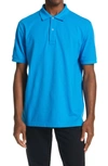 Bottega Veneta Short Sleeve Piqué Polo In Swimming Pool