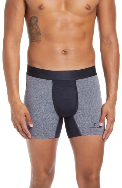 Tommy John 360 Sport 2.0 Pocket Trunks In Black Marl/ Black Colorblock