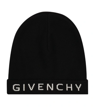 Givenchy Logo Cotton & Cashmere Beanie In 09b Black