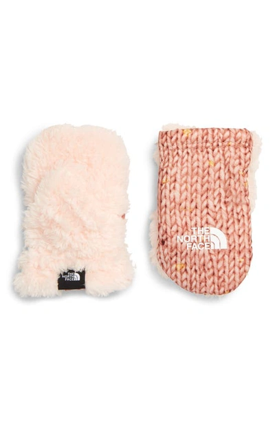 The North Face Babies' Osilito Mixed Media Mittens In Pink Clay Confetti Sweater