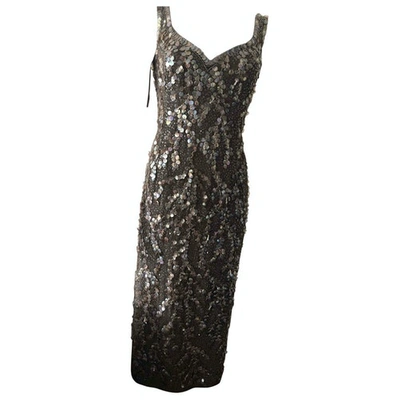 Pre-owned Escada Silk Mid-length Dress In Grey