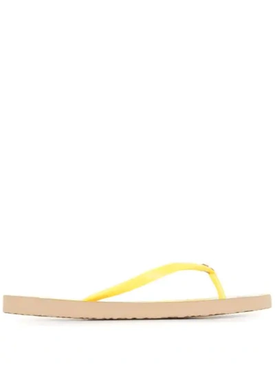 Tory Burch Floral-print Thin Strap Flip Flops In Yellow
