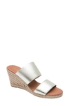 Andre Assous Amalia Strappy Espadrille Wedge Slide Sandal In Platino Fabric