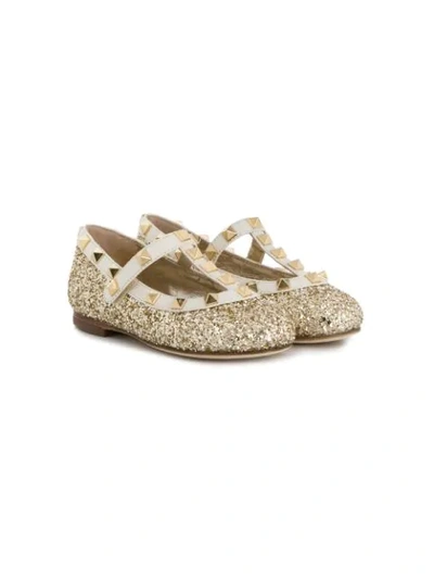 Prosperine Kids' Studded Glitter Ballerina Shoes In Gold