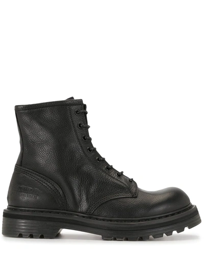 Premiata Lace-up Leather Boots In Black
