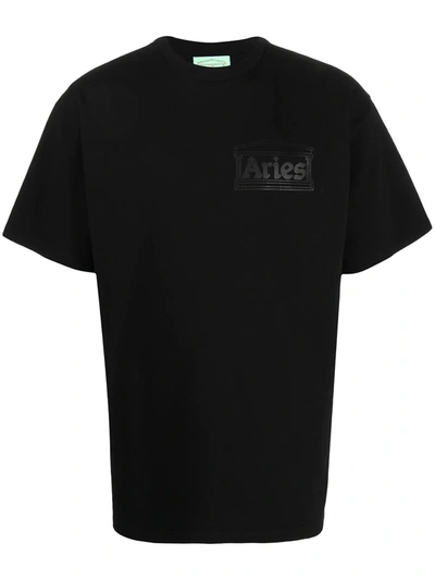 Aries Logo Print T-shirt In Black