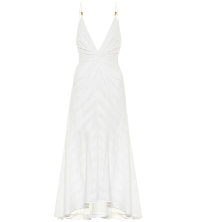 Galvan Riviera Twisted Poplin Midi Dress In White