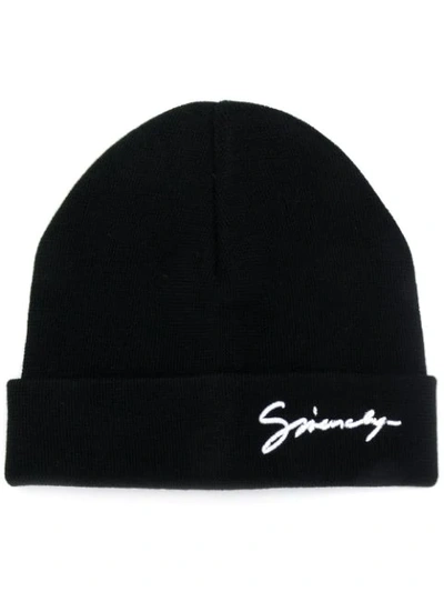 Givenchy Logo Embroidered Beanie In Black