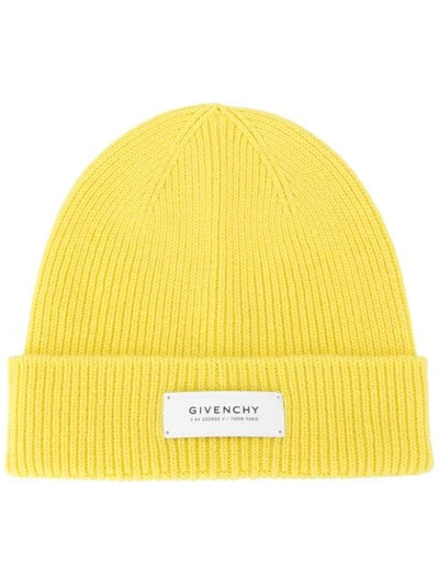 Givenchy Logo-patch Beanie In Yellow