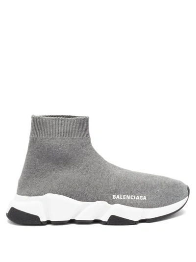 Balenciaga Women's Knit High Top Platform Sneakers In Dark Grey