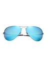 Ray Ban Women's Rb3449 59mm Mirrored Semi-rimless Aviator Sunglasses In Blue Green